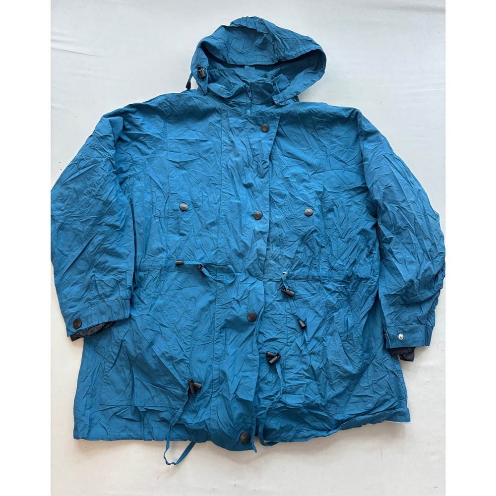 Tudor Court Teal Blue Hooded Parka Jacket Fleece Lined Size Large L
